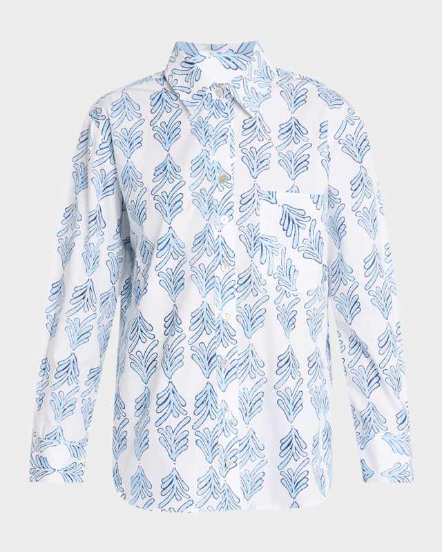 Andie Leaf-Print Cotton Shirt